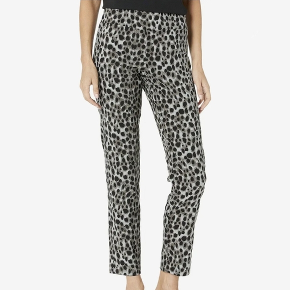 Krazy Larry High Rise Pull On Ankle Pants Size 12 Black Leopard Style P507 EUC - Picture 2 of 9